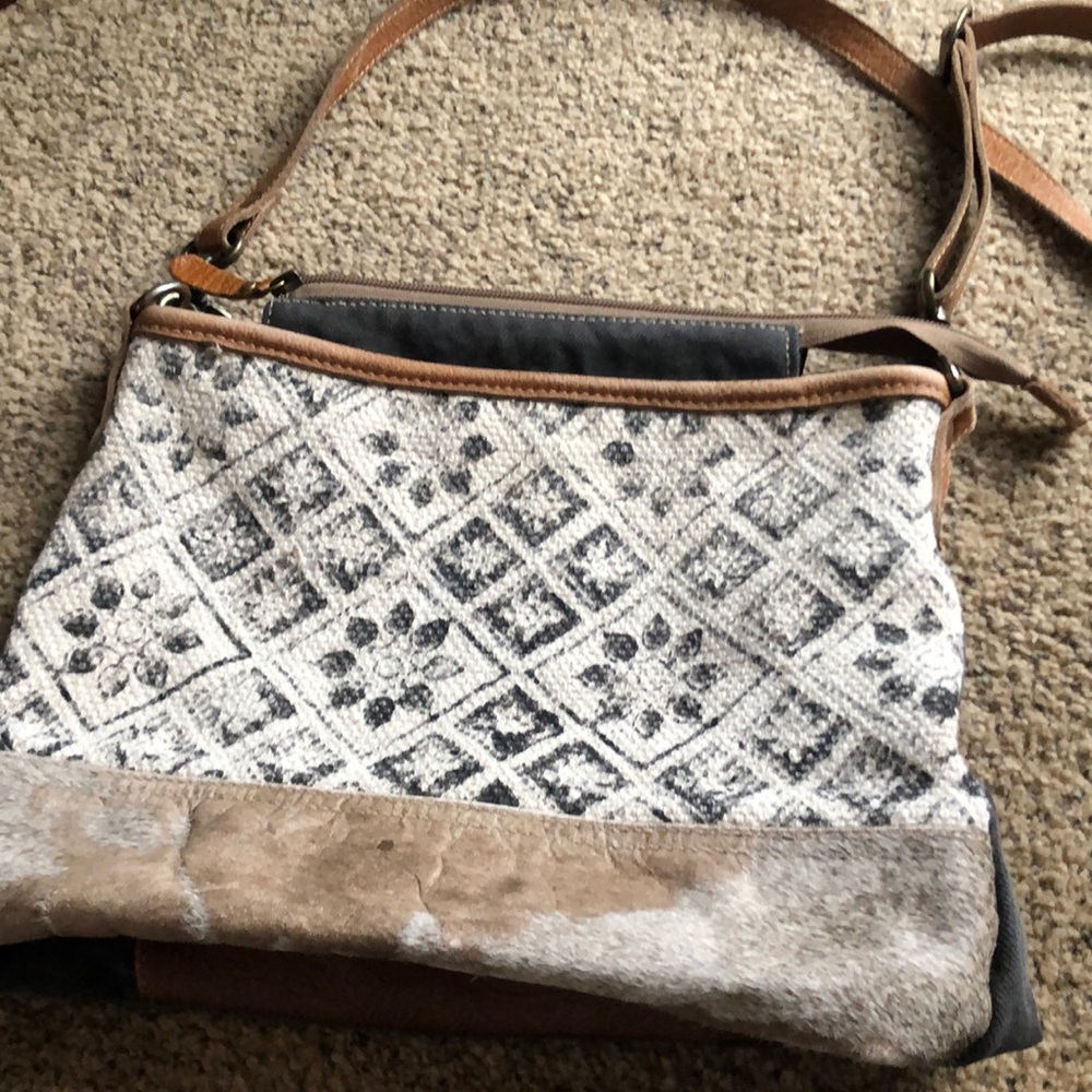 Myra Crossbody Canvas and Cowhide Handbag